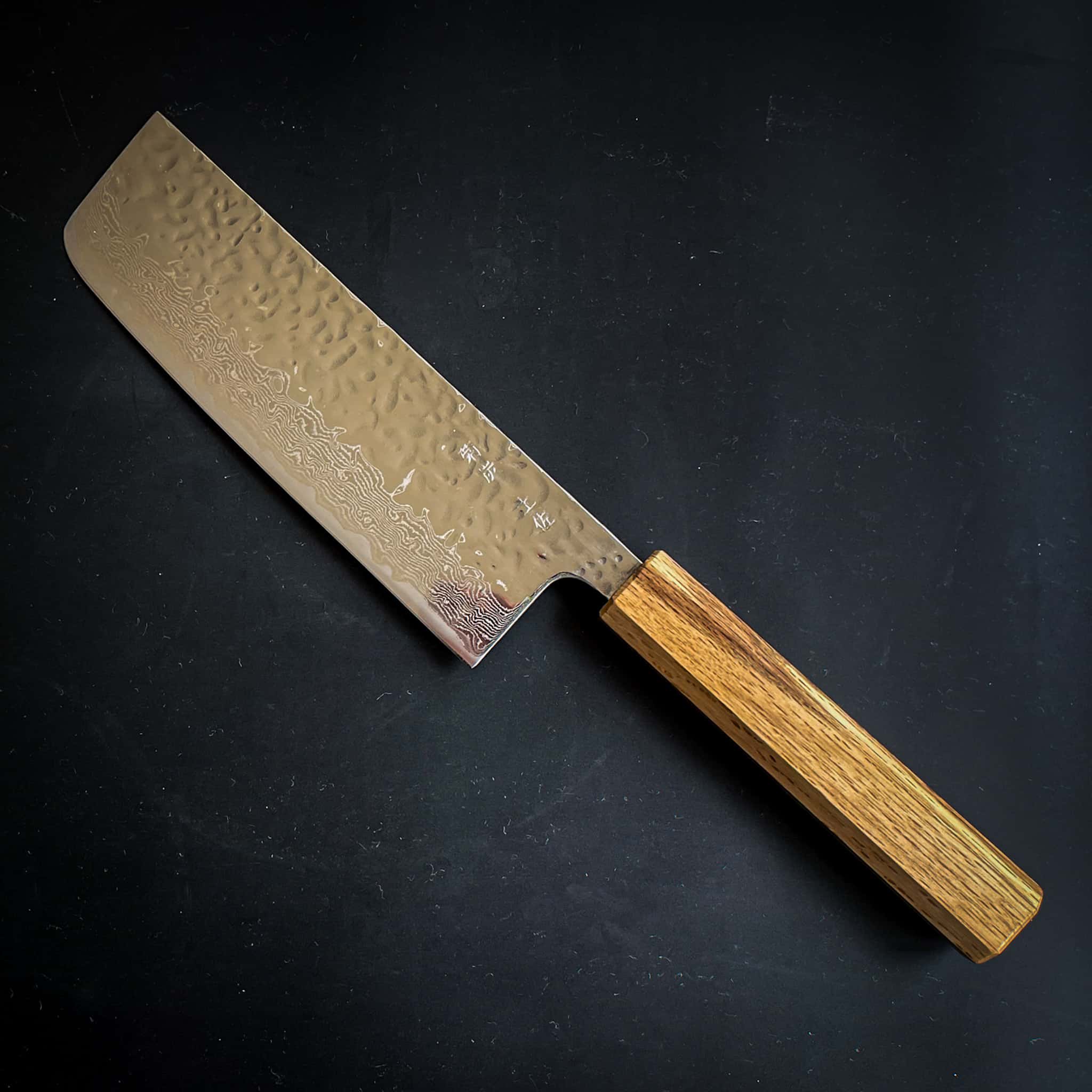 Nakiri Damascus Tsuchime Nakiri knife Damascus knife Kashi handle Kikusumi Japanese knife