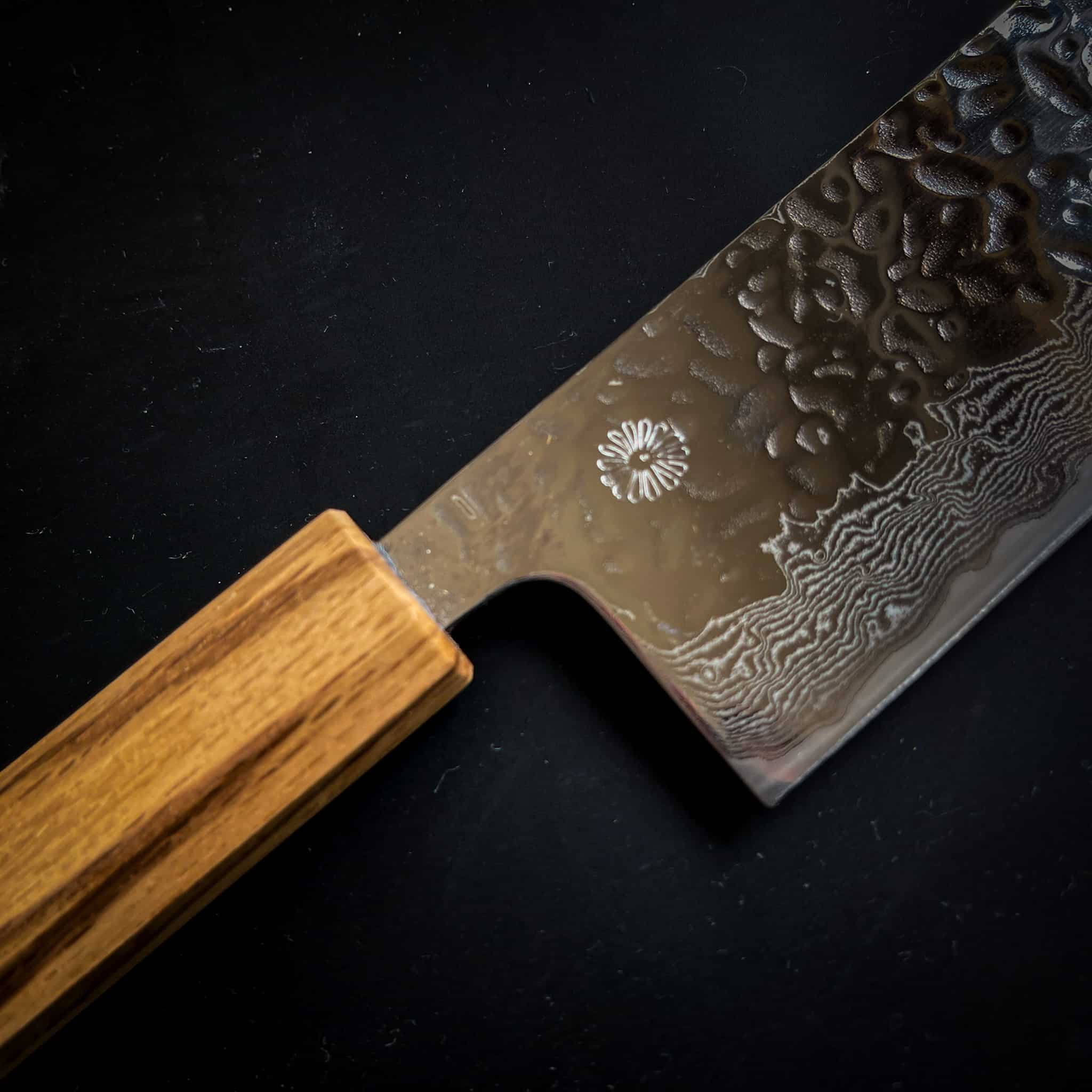 NATUR Nakiri Damascus Tsuchime Nakiri knife Damascus knife Kashi handle Kikusumi Japanese knife