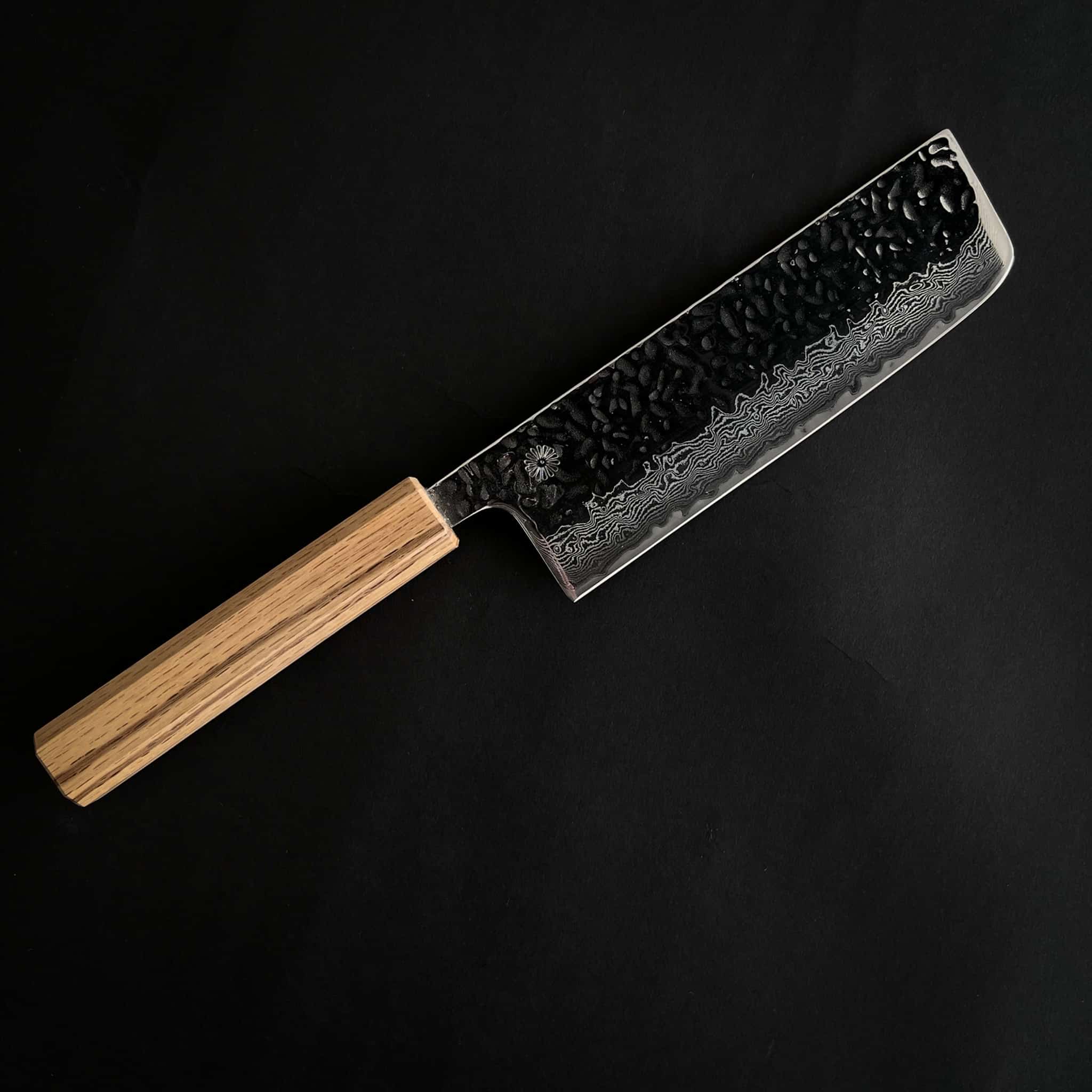 NATUR Nakiri Damascus Tsuchime Nakiri knife Damascus knife Kashi handle Kikusumi Japanese knife