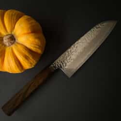 FURU Keyaki Santoku Tsuchime Damascus